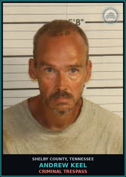 CCW arrest card for ANDREW KEEL in Shelby County: CRIMINAL TRESPASS