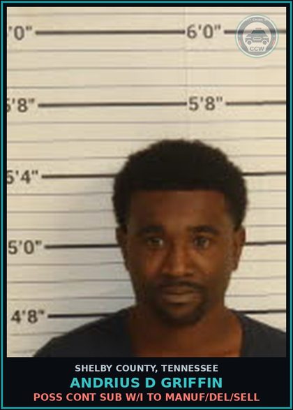 CCW arrest card for ANDRIUS D GRIFFIN in Shelby County: POSS/TAKE CONTRABAND INTO PENAL FACILTY