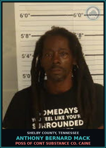 CCW arrest card for ANTHONY BERNARD MACK in Shelby County: IMPROPER TURNS
