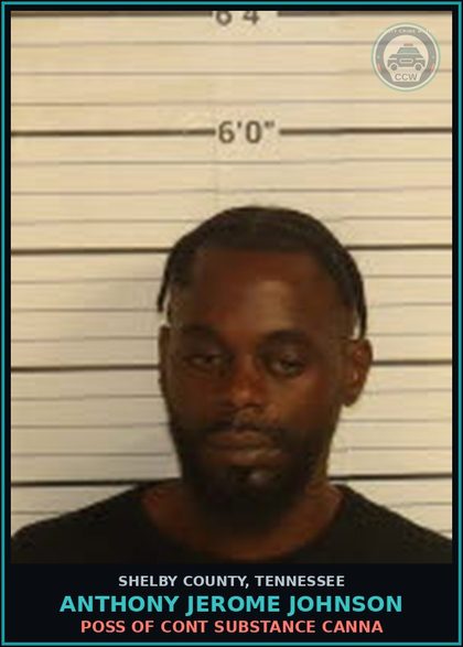 CCW arrest card for ANTHONY JEROME JOHNSON in Shelby County: POSS OF CONT SUBSTANCE Canna