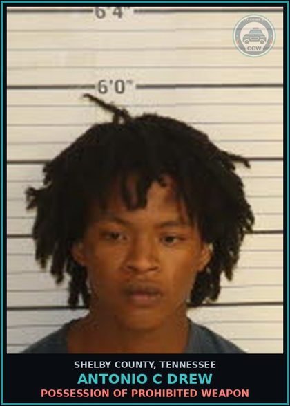 CCW arrest card for ANTONIO C DREW in Shelby County: EVADING ARREST