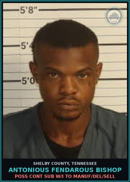 CCW arrest card for ANTONIOUS FENDAROUS BISHOP in Shelby County: UPCS-W/I METH