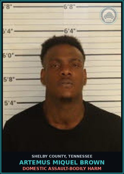 CCW arrest card for ARTEMUS MIQUEL BROWN in Shelby County: DOMESTIC ASSAULT-BODILY HARM