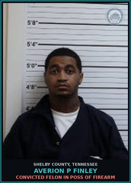 CCW arrest card for AVERION P FINLEY in Shelby County: CONVICTED FELON IN POSS OF FIREARM