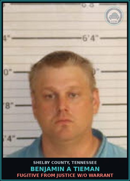CCW arrest card for BENJAMIN A TIEMAN in Shelby County: FUGITIVE FROM JUSTICE W/O WARRANT
