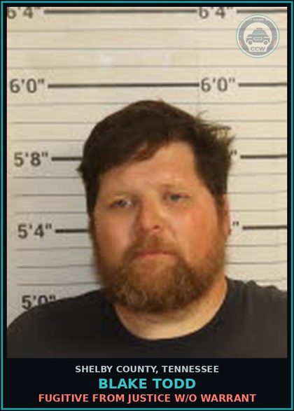 CCW arrest card for BLAKE TODD in Shelby County: FUGITIVE FROM JUSTICE W/O WARRANT