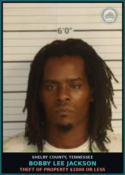 CCW arrest card for BOBBY LEE JACKSON in Shelby County: THEFT OF PROPERTY $1000 OR LESS