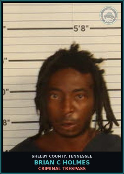 CCW arrest card for BRIAN C HOLMES in Shelby County: CRIMINAL TRESPASS