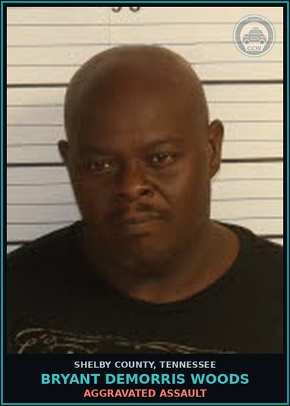 CCW arrest card for BRYANT DEMORRIS WOODS in Shelby County: AGGRAVATED ASSAULT