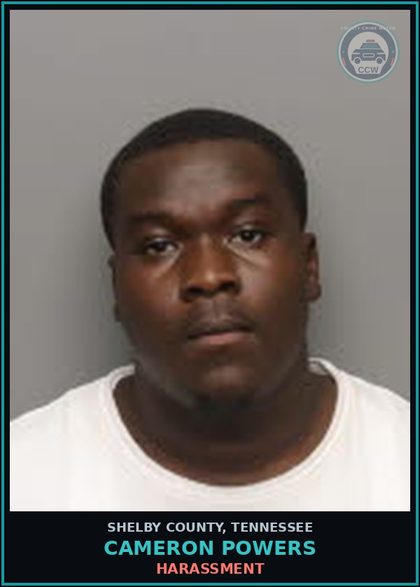 CCW arrest card for CAMERON POWERS in Shelby County: HARASSMENT