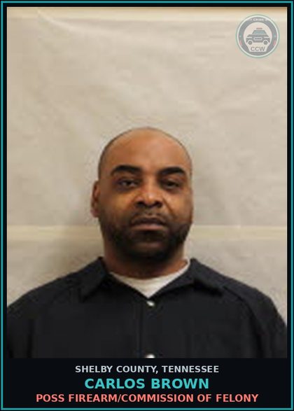 CCW arrest card for CARLOS BROWN in Shelby County: POSS Canna W/I MAN/DEL/SELL