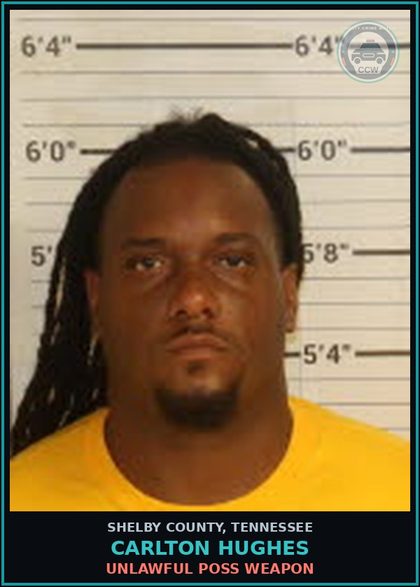 CCW arrest card for CARLTON HUGHES in Shelby County: DRIVING U/INFLUENCE INTOX/DRUGS