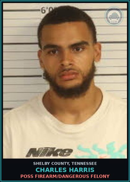 CCW arrest card for CHARLES HARRIS in Shelby County: POSS FIREARM/DANGEROUS FELONY