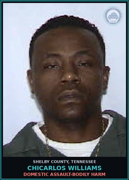 CCW arrest card for CHICARLOS WILLIAMS in Shelby County: DOMESTIC ASSAULT-BODILY HARM