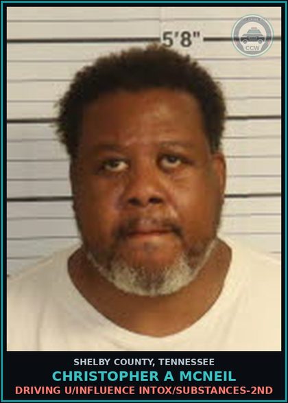 CCW arrest card for CHRISTOPHER A MCNEIL in Shelby County: DRIVING U/INFLUENCE INTOX/DRUGS-2ND