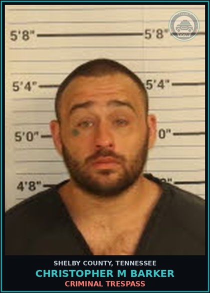 CCW arrest card for CHRISTOPHER M BARKER in Shelby County: CRIMINAL TRESPASS