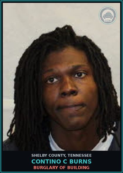 CCW arrest card for CONTINO C BURNS in Shelby County: BURGLARY OF BUILDING
