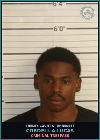 CCW arrest card for CORDELL A LUCAS in Shelby County: CRIMINAL TRESPASS