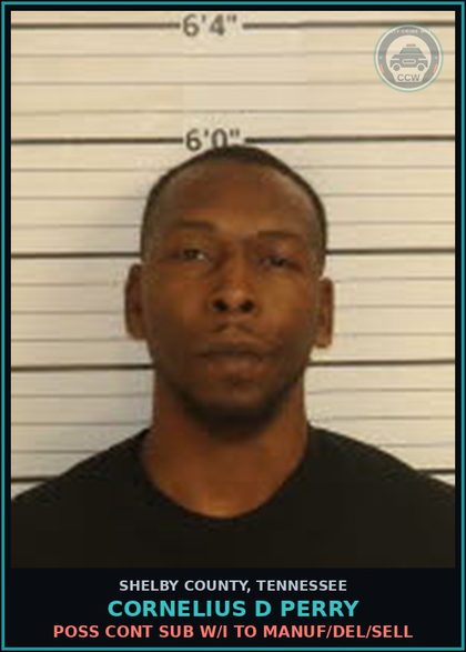 CCW arrest card for CORNELIUS D PERRY in Shelby County: IMPROPER DISPLAY OF REGISTRATION