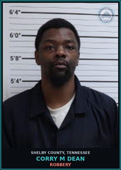 CCW arrest card for CORRY M DEAN in Shelby County: ROBBERY
