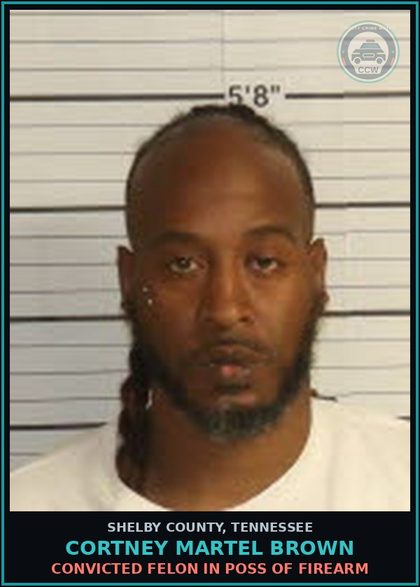 CCW arrest card for CORTNEY MARTEL BROWN in Shelby County: POSS CONT SUB W/I TO MAN/DEL/SELL