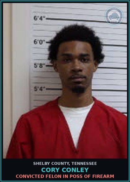 CCW arrest card for CORY CONLEY in Shelby County: CONVICTED FELON IN POSS OF FIREARM
