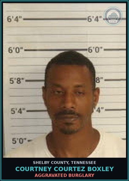 CCW arrest card for COURTNEY COURTEZ BOXLEY in Shelby County: AGGRAVATED BURGLARY