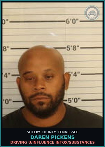 CCW arrest card for DAREN PICKENS in Shelby County: DRIVING U/INFLUENCE INTOX/DRUGS