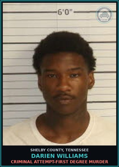 CCW arrest card for DARIEN WILLIAMS in Shelby County: THEFT OF PROPERTY $10000-$60000