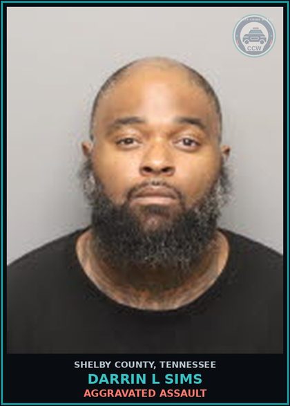 CCW arrest card for DARRIN L SIMS in Shelby County: AGGRAVATED ASSAULT