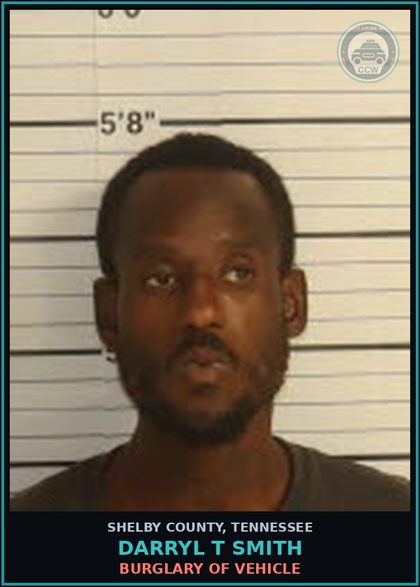 CCW arrest card for DARRYL T SMITH in Shelby County: BURGLARY OF VEHICLE