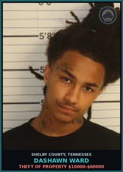 CCW arrest card for DASHAWN WARD in Shelby County: THEFT OF PROPERTY $10000-$60000