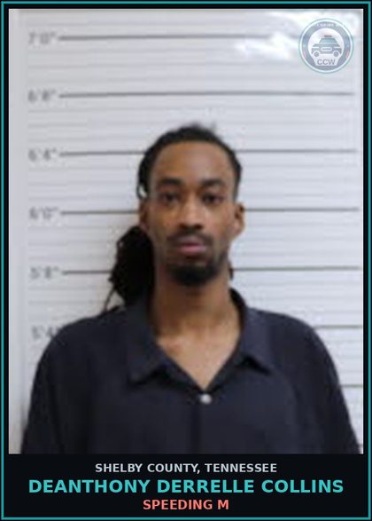 CCW arrest card for DEANTHONY DERRELLE COLLINS in Shelby County: SPEEDING M