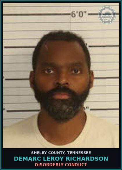 CCW arrest card for DEMARC LEROY RICHARDSON in Shelby County: DISORDERLY CONDUCT