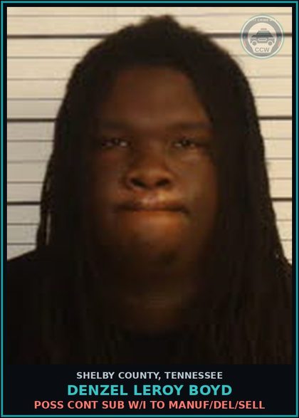 CCW arrest card for DENZEL LEROY BOYD in Shelby County: POSS CONT SUB W/I TO MANUF/DEL/SELL