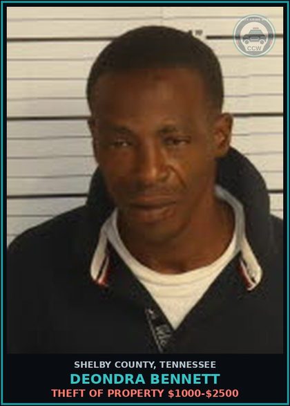 CCW arrest card for DEONDRA BENNETT in Shelby County: VIOL OF VEHICLE REGISTRATION LAW M