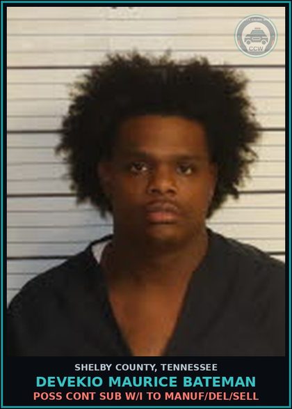 CCW arrest card for DEVEKIO MAURICE BATEMAN in Shelby County: POSS CONT SUB W/I TO MANUF/DEL/SELL