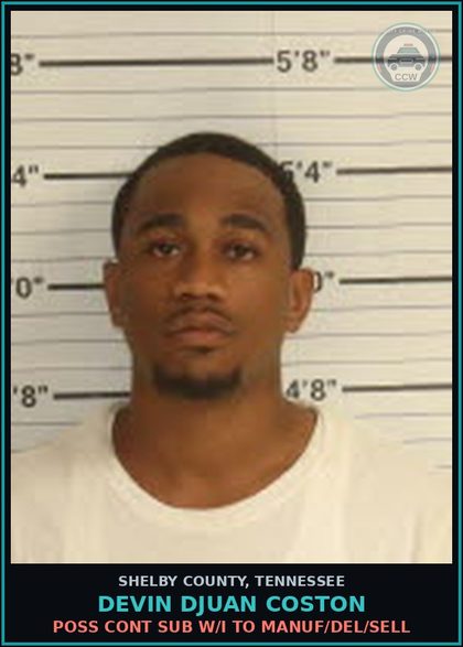 CCW arrest card for DEVIN DJUAN COSTON in Shelby County: PEDESTRIAN WALKING UPON ROADWAY