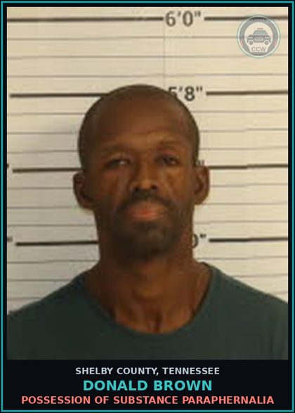 CCW arrest card for DONALD BROWN in Shelby County: POSSESSION OF DRUG PARAPHERNALIA