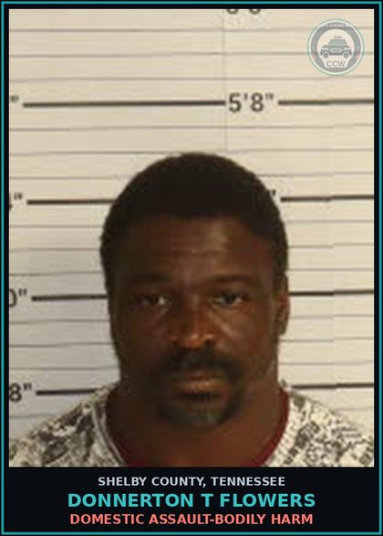 CCW arrest card for DONNERTON T FLOWERS in Shelby County: DOMESTIC ASSAULT-BODILY HARM