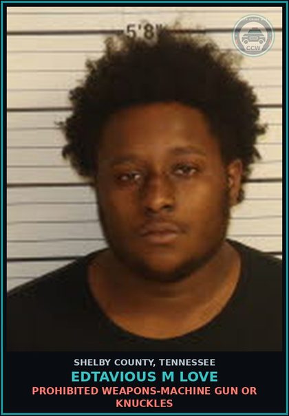 CCW arrest card for EDTAVIOUS M LOVE in Shelby County: EVADING ARREST