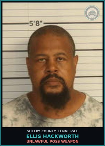 CCW arrest card for ELLIS HACKWORTH in Shelby County: UNLAWFUL POSS WEAPON