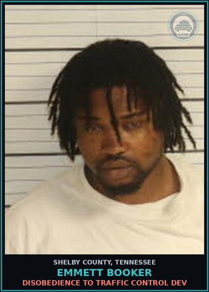 CCW arrest card for EMMETT BOOKER in Shelby County: DISOBEDIENCE TO TRAFFIC CONTROL DEV