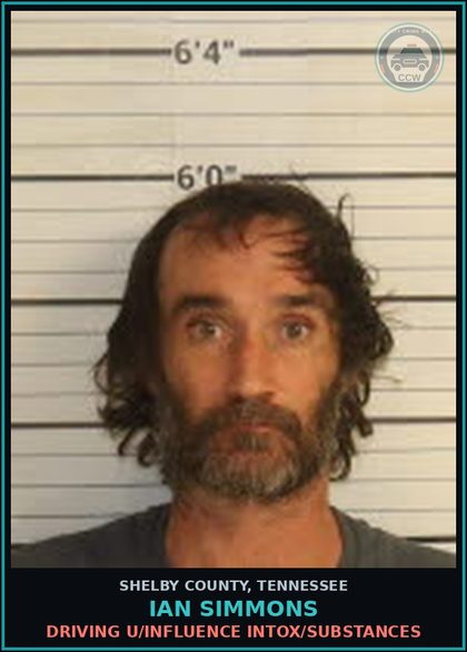 CCW arrest card for IAN SIMMONS in Shelby County: DRIVING U/INFLUENCE INTOX/DRUGS