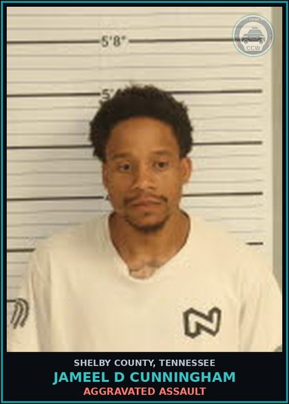 CCW arrest card for JAMEEL D CUNNINGHAM in Shelby County: AGGRAVATED ASSAULT