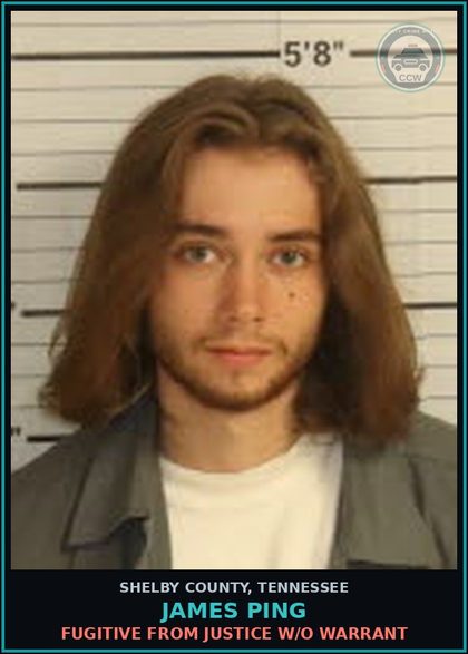 CCW arrest card for JAMES PING in Shelby County: FUGITIVE FROM JUSTICE W/O WARRANT