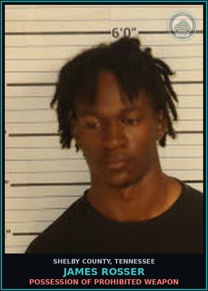 CCW arrest card for JAMES ROSSER in Shelby County: POSS OF CONT SUBSTANCE Canna