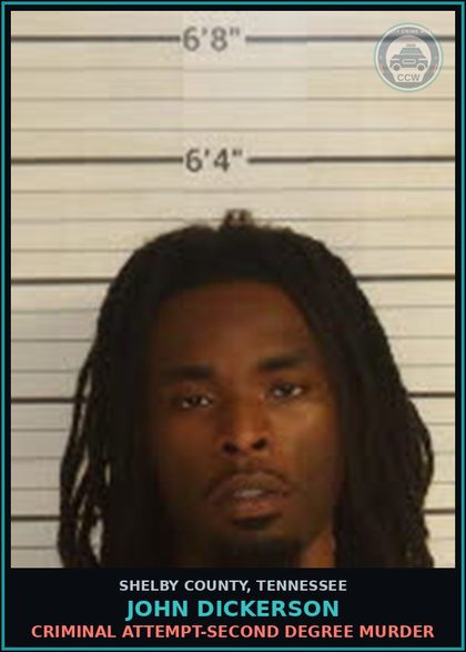 CCW arrest card for JOHN DICKERSON in Shelby County: EVADING ARREST