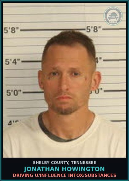 CCW arrest card for JONATHAN HOWINGTON in Shelby County: DRIVING U/INFLUENCE INTOX/DRUGS