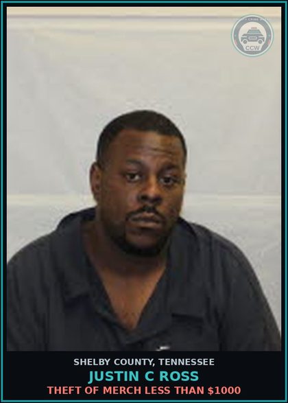 CCW arrest card for JUSTIN C ROSS in Shelby County: UPCS-W/I METH